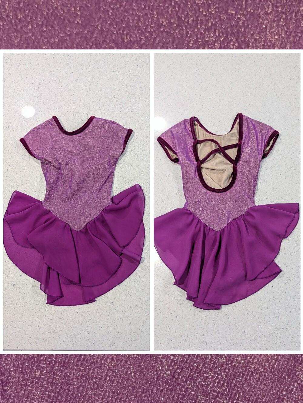 GK Elite Ice Figure Skating Baton Dance Skirted Dress Leotard CM Medium GLITTER